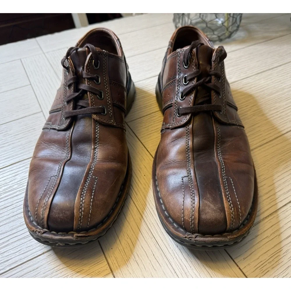 CLARKS Touareg 70853 Mens Brown Chestnut Leather Casual Oxford Shoes‎ Size 11 M